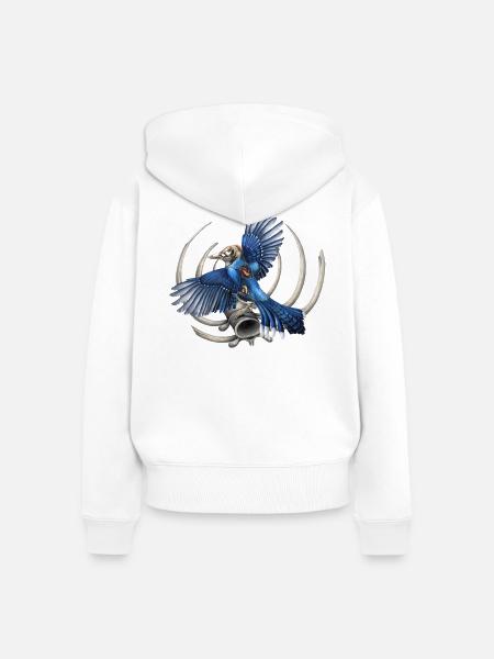 Blauer Totenkopf-Vogel - Frauen Premium Bio Zip Hoodie - Weiß