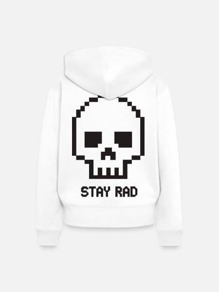 Pixel-Schädel Stay Rad - Frauen Premium Bio Zip Hoodie - Weiß
