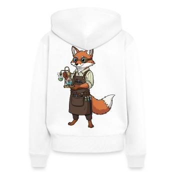 Fox Alchemist Steampunk Mad Scientist - Women's Premium Organic Zip Hoodie - white - Back - AI Model Female 172 light (172cm)