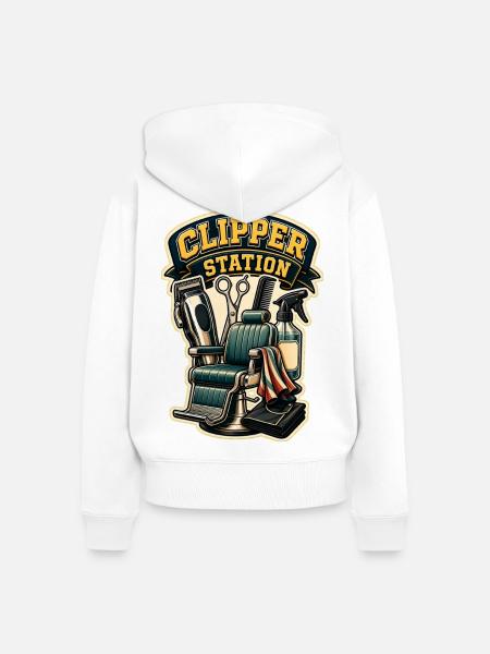 CLIPPER STATION - Frauen Premium Bio Zip Hoodie - Weiß
