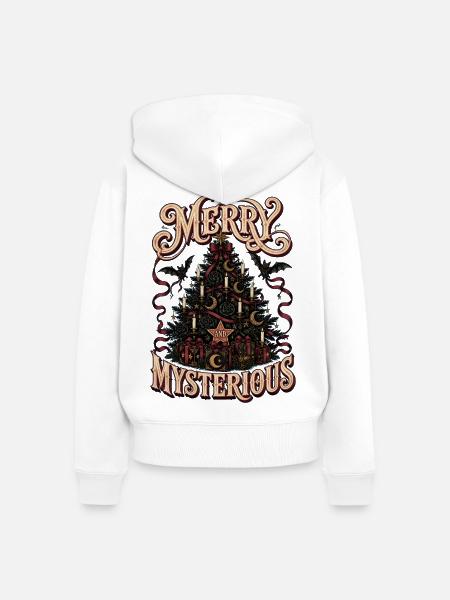 Fröhlicher und geheimnisvoller Weihnachtsbaum - Frauen Premium Bio Zip Hoodie - Weiß