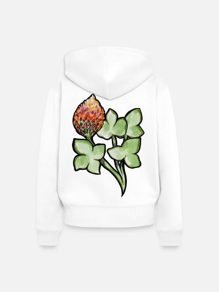 Aquarell Protea mit Kleeblättern - Frauen Premium Bio Zip Hoodie - Weiß
