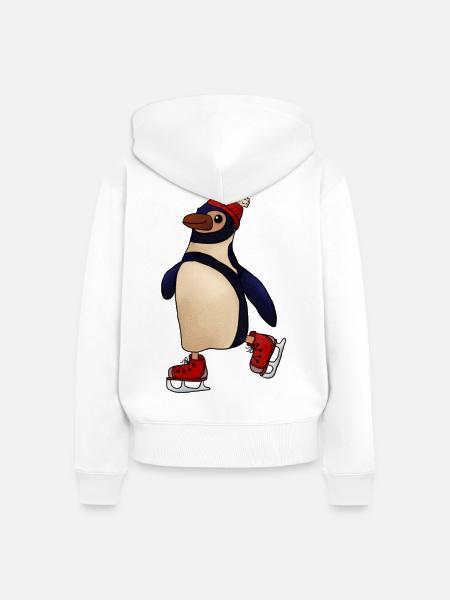 Schlittschuhpinguin - Frauen Premium Bio Zip Hoodie - Weiß
