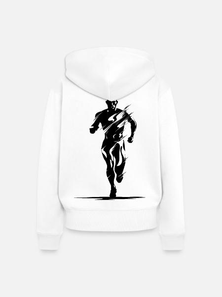 Jogger Zeichnung - Frauen Premium Bio Zip Hoodie - Weiß