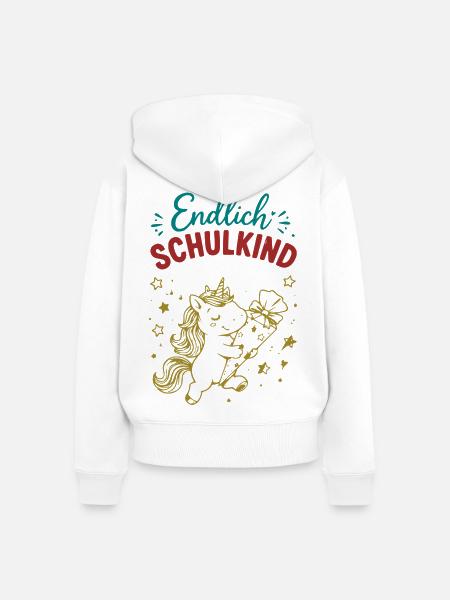 Endlich Schulkind - Frauen Premium Bio Zip Hoodie - Weiß
