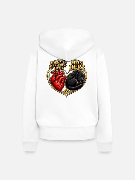 Herz trifft Hund im Goldrahmen - Frauen Premium Bio Zip Hoodie - Weiß