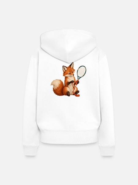 Fuchs wickelt ein Tennisgriffband - Frauen Premium Bio Zip Hoodie - Weiß