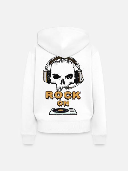 Rock Music On - Frauen Premium Bio Zip Hoodie - Weiß