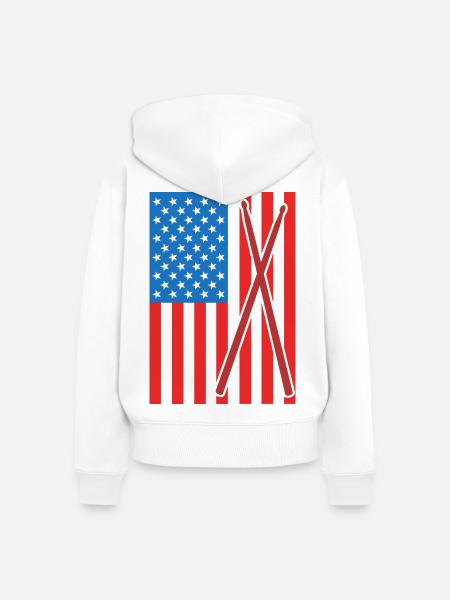 Patriotischer US Drummer - Frauen Premium Bio Zip Hoodie - Weiß
