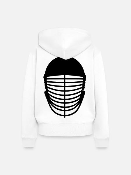Fechtmaske - Frauen Premium Bio Zip Hoodie - Weiß
