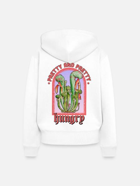 Pretty and Pretty Hungry Plant - Frauen Premium Bio Zip Hoodie - Weiß