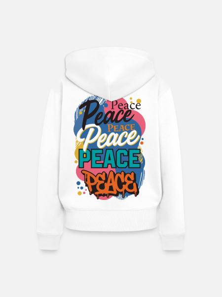 Peace als Graffiti - Frauen Premium Bio Zip Hoodie - Weiß