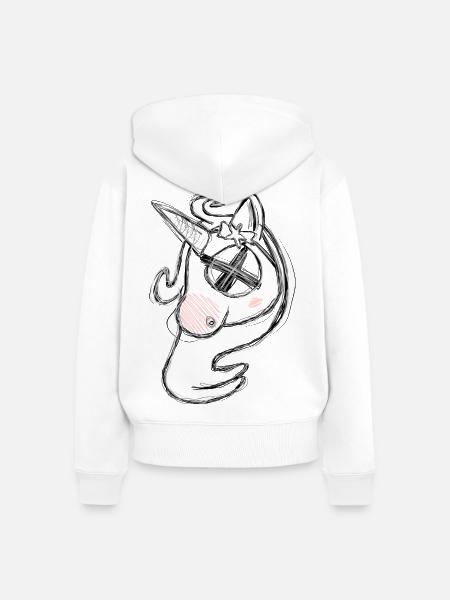 Totes Uni Grau - Frauen Premium Bio Zip Hoodie - Weiß