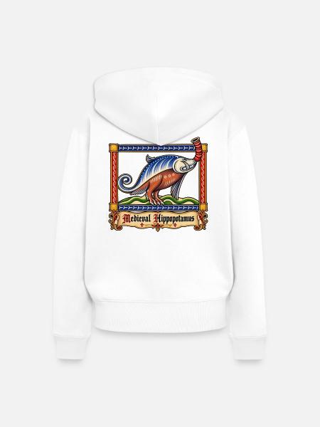 Das mittelalterliche Nilpferd - Frauen Premium Bio Zip Hoodie - Weiß