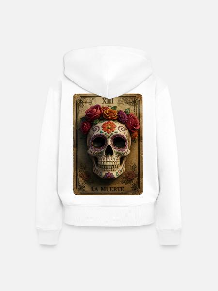 Halloween Sugar Skull Sugarskull Tarot - Frauen Premium Bio Zip Hoodie - Weiß