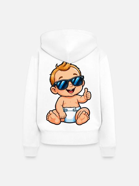 Coole Baby mit Sonnenbrille - Frauen Premium Bio Zip Hoodie - Weiß