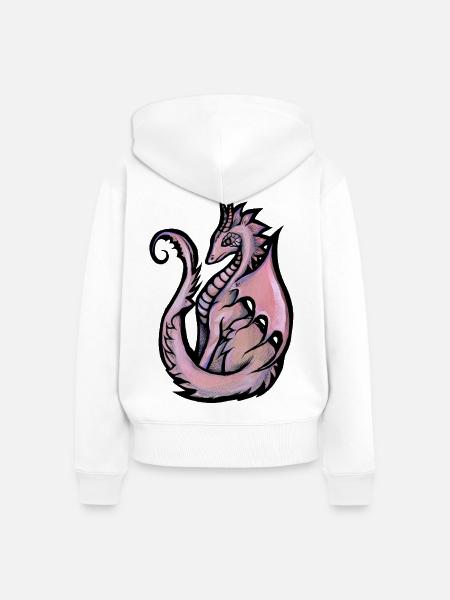 Pastelldrache auf Schwarz - Frauen Premium Bio Zip Hoodie - Weiß