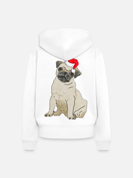 Weihnachten Hündchen - Frauen Premium Bio Zip Hoodie - Weiß