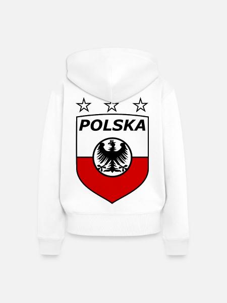 Polnisches Adlerwappen Schild - Frauen Premium Bio Zip Hoodie - Weiß