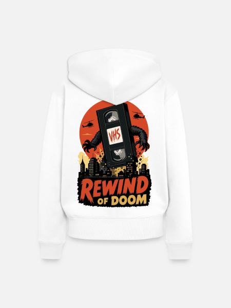 Rewind of Doom – Retro VHS Monster - Frauen Premium Bio Zip Hoodie - Weiß