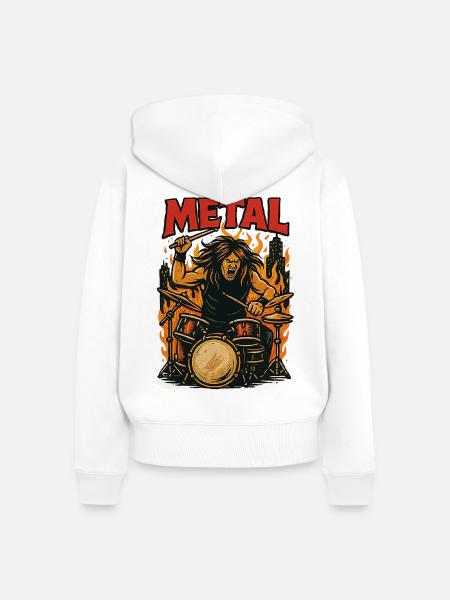 Metal Beater - Frauen Premium Bio Zip Hoodie - Weiß