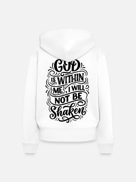 I_will_not_be_shaken - Frauen Premium Bio Zip Hoodie - Weiß