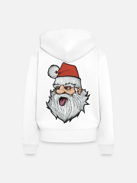 Lustiger Weihnachtsmann mit roter Mütze - Frauen Premium Bio Zip Hoodie - Weiß