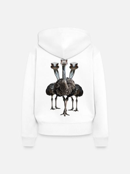 Vogelstrauss - Frauen Premium Bio Zip Hoodie - Weiß