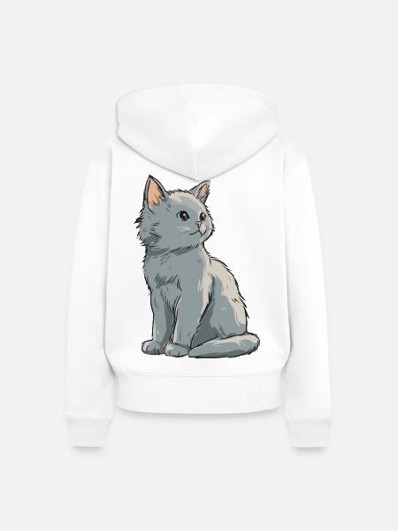 Graues Samtkätzchen Illustration - Frauen Premium Bio Zip Hoodie - Weiß