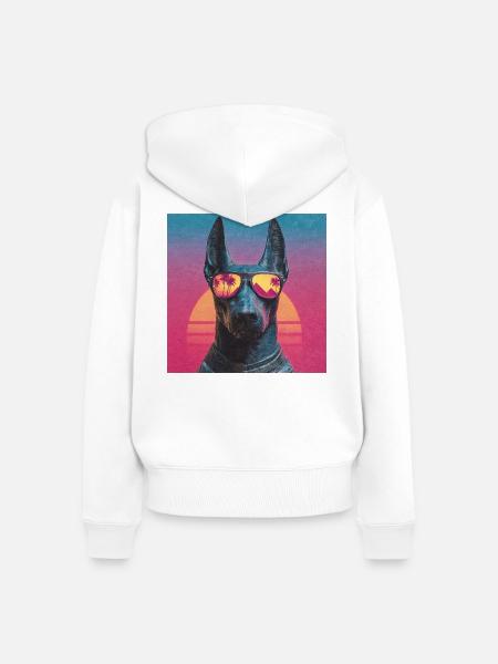 Anubis Synthwave - Gott auf Urlaub - Frauen Premium Bio Zip Hoodie - Weiß