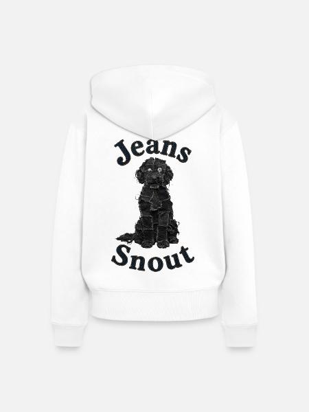 Schwarzer Doodle im Jeansflicken-Stil - Frauen Premium Bio Zip Hoodie - Weiß
