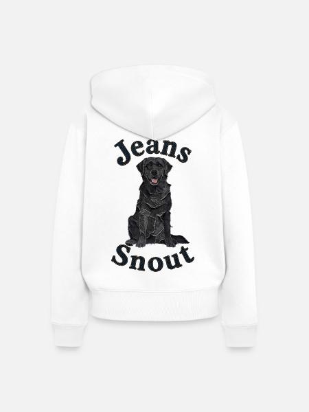 Schwarzer Labrador Retriever im Jeansflicken-Stil - Frauen Premium Bio Zip Hoodie - Weiß