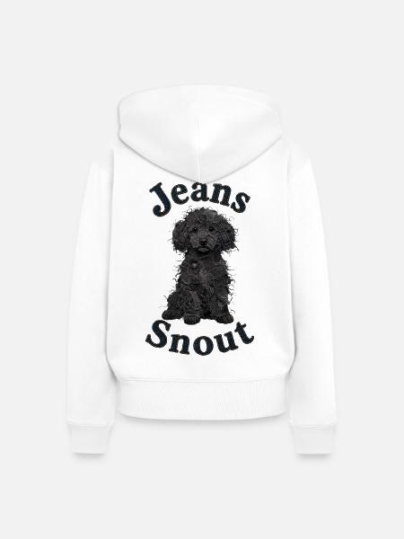 Schwarzer Toypudel im Jeansflicken-Stil - Frauen Premium Bio Zip Hoodie - Weiß