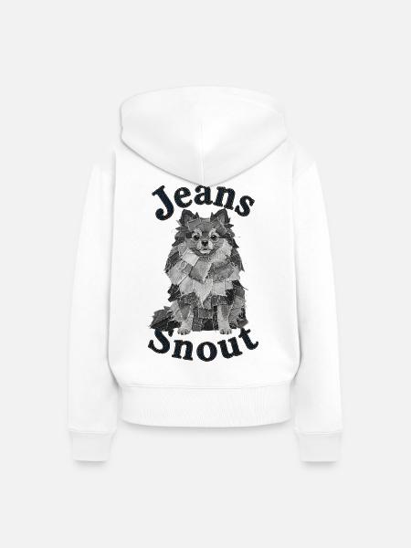 Grauer Spitz im Jeansflicken-Stil - Frauen Premium Bio Zip Hoodie - Weiß