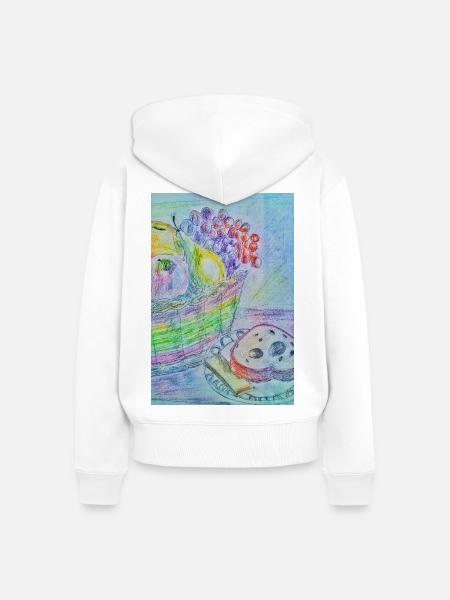 Obstkorb - Frauen Premium Bio Zip Hoodie - Weiß