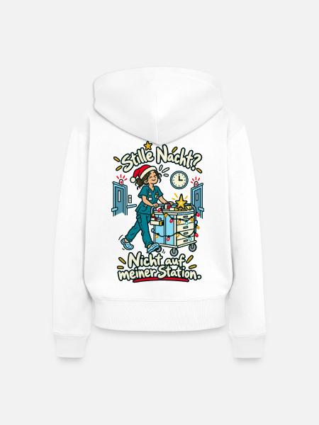 Stille Nacht Nicht auf Station - Frauen Premium Bio Zip Hoodie - Weiß
