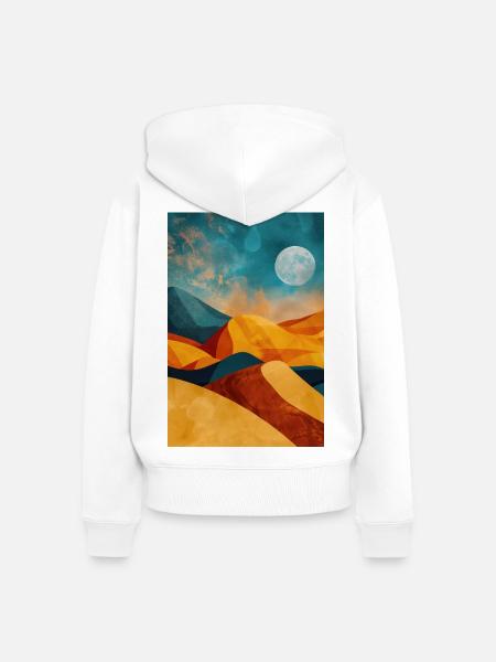 Wüstenlandschaft Illustration Poster - Frauen Premium Bio Zip Hoodie - Weiß