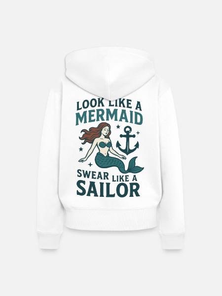Meermädchen Spruch für Fans - Frauen Premium Bio Zip Hoodie - Weiß