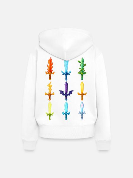 Bunte Fantasy Schwerter Design - Frauen Premium Bio Zip Hoodie - Weiß