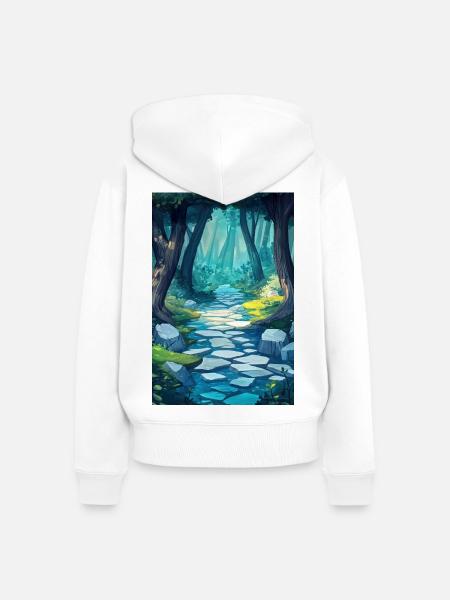 Illustration einer Waldlandschaft - Frauen Premium Bio Zip Hoodie - Weiß