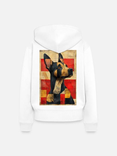 Illustration eines Hundes - Frauen Premium Bio Zip Hoodie - Weiß