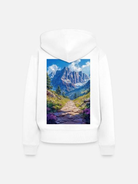 Illustration einer Gebirgslandschaft - Frauen Premium Bio Zip Hoodie - Weiß