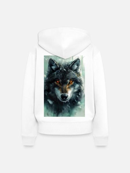 Illustration eines Wolfes - Frauen Premium Bio Zip Hoodie - Weiß