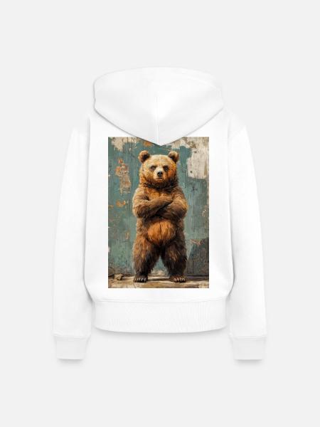 Illustration eines Bären - Frauen Premium Bio Zip Hoodie - Weiß