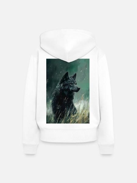 Illustration eines Wolfes - Frauen Premium Bio Zip Hoodie - Weiß
