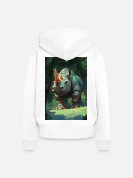 Illustration eines Nashorns - Frauen Premium Bio Zip Hoodie - Weiß