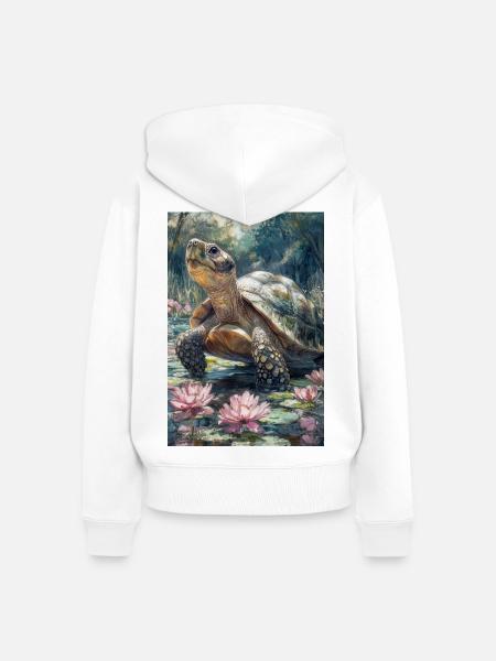 Illustration einer Schildkröte - Frauen Premium Bio Zip Hoodie - Weiß