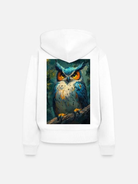 Illustration einer Eule - Frauen Premium Bio Zip Hoodie - Weiß