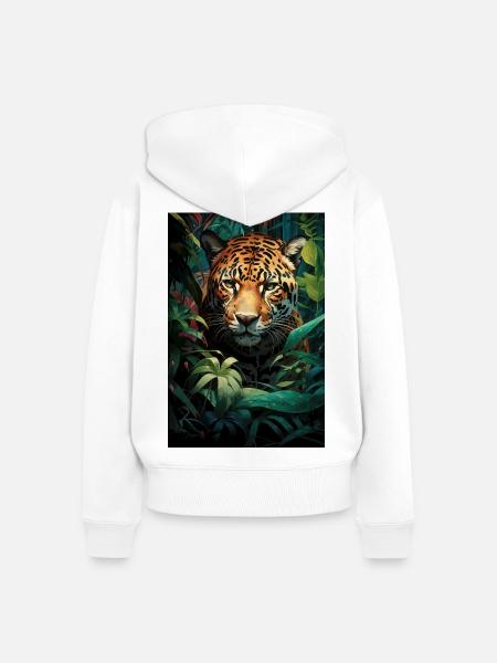 Illustration eines Jaguars - Frauen Premium Bio Zip Hoodie - Weiß