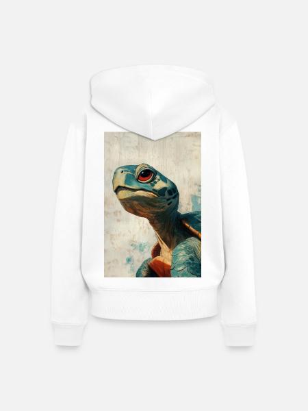 Illustration einer Schildkröte - Frauen Premium Bio Zip Hoodie - Weiß